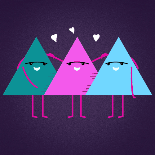 Cartoon depicting friends drawn as triangle characters