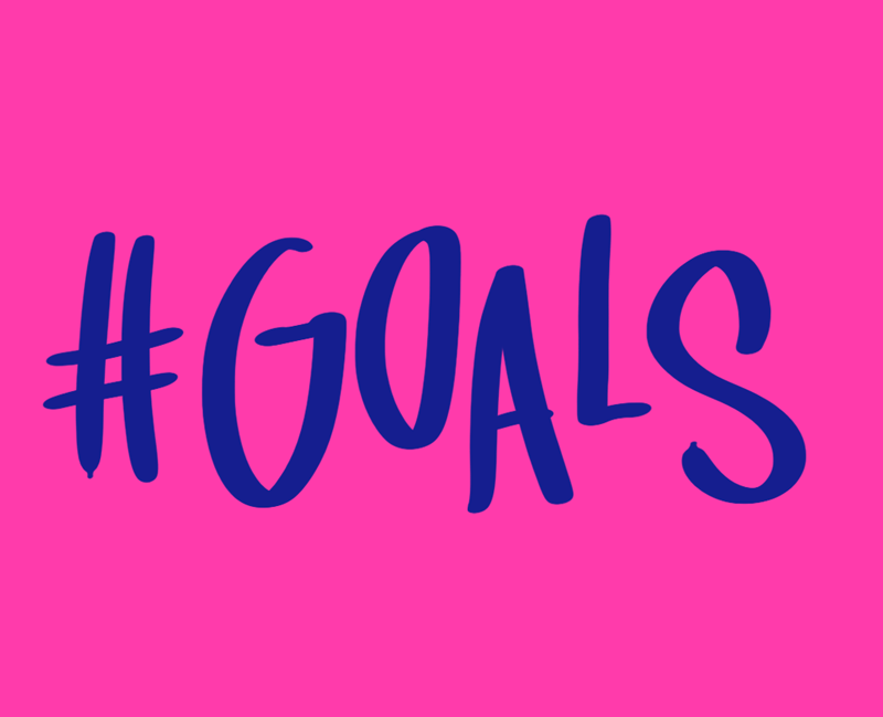 animated text saying '#goals'