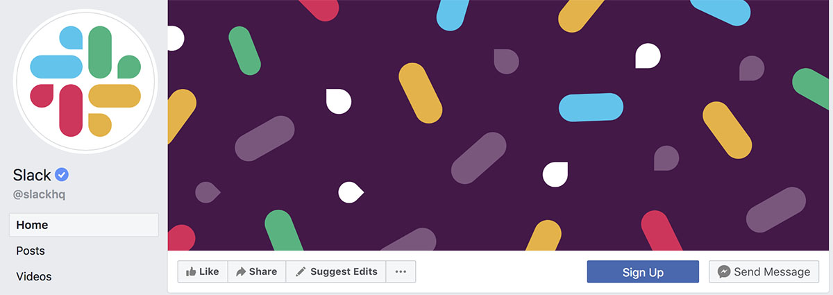 Screenshot of Slack's Facebook cover photo