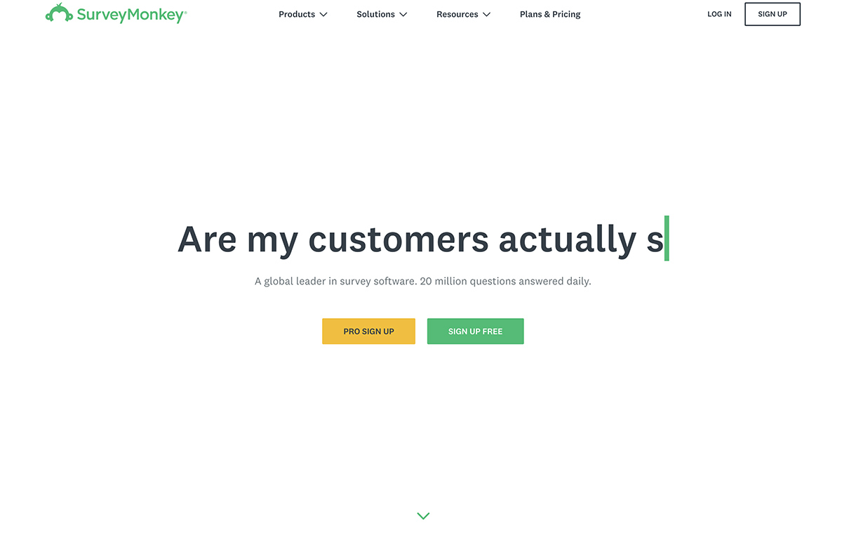 Screenshot of SurveyMonkey