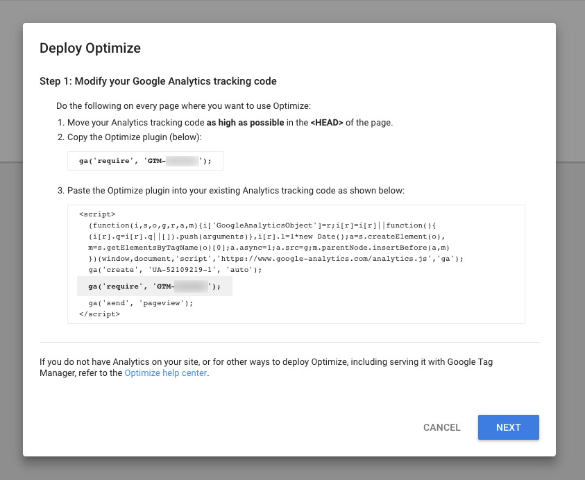 Google Optimize Install Plugin Popup