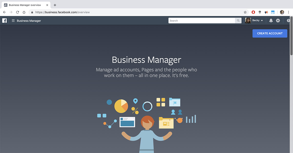 Homepage of Facebook Business Manager